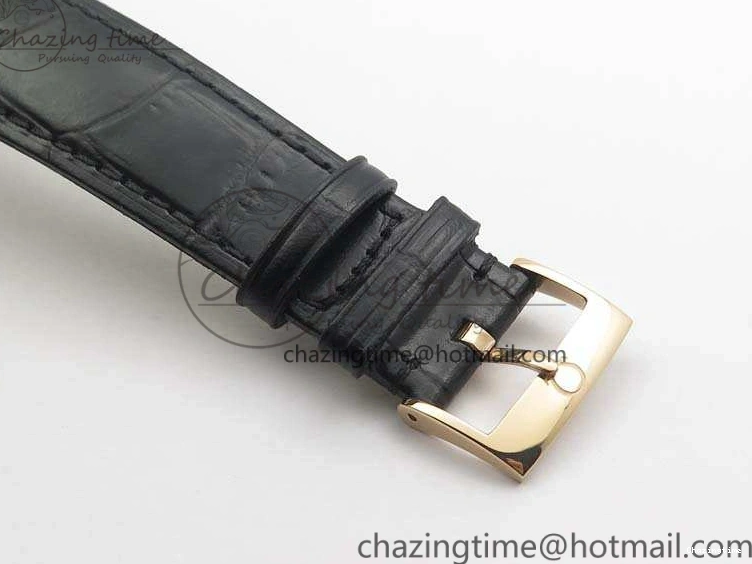 0509 Sophisticated Seamaster Edizione Venezia RG Best Edition Black Dial On Leather Strap A 8125